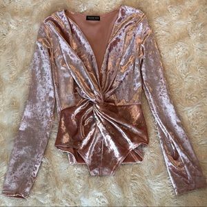 Baby Pink Velvet Bodysuit